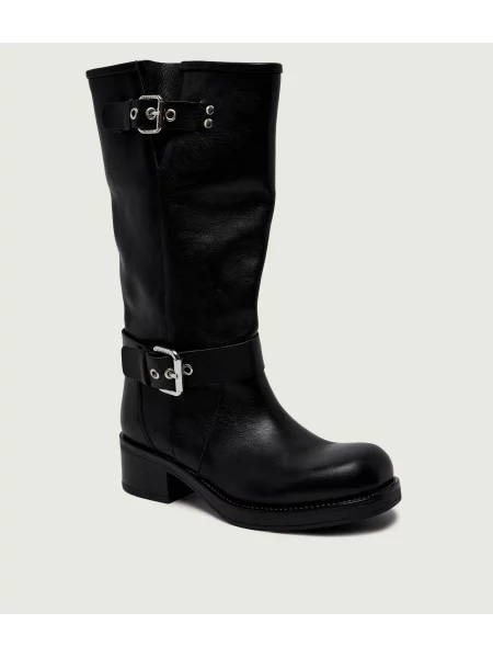 Weekend MaxMara De piele cizme de echitație Wkaaddobbo negru