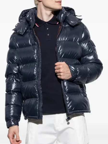 Geacă cu puf Moncler Maya cu glugă albastru