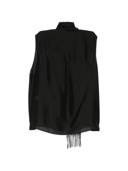 Bluză Less de mătase cu legături negru