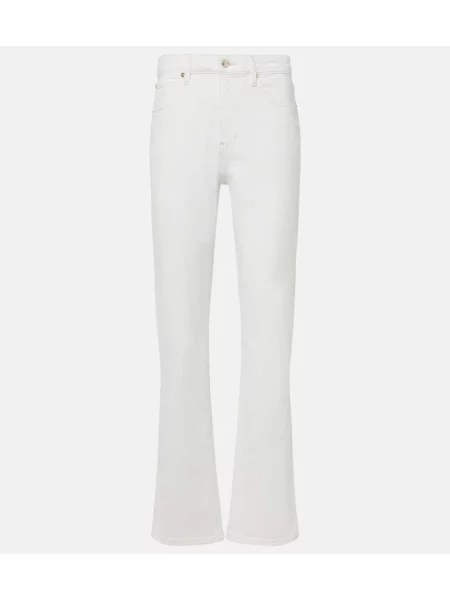 Proste jeansy Frame z wysoką talią białe