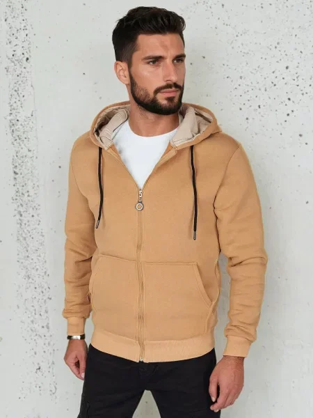 Bluza rozpinana basic z kapturem kamelowa Dstreet