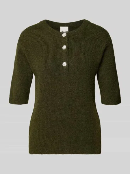 Sweter z dzianiny o kroju regular fit z listwą guzikową model FANTIA' Ichi