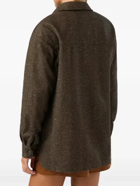 Top Mc2 Saint Barth de lână cu model herringbone maro