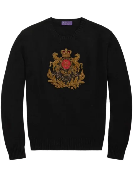 Kašmírový svetr Ralph Lauren Purple Label s výšivkou černý