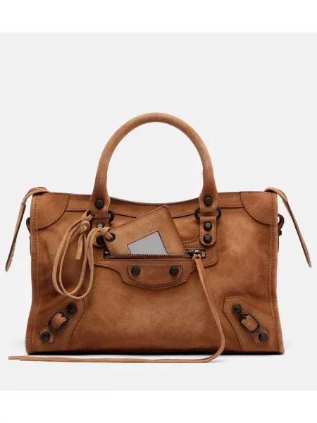 Geantă shopper Balenciaga din piele de căprioară bej