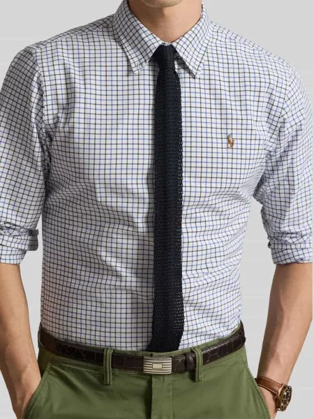 Polo Ralph Lauren Koszula Custom Fit Mężczyźni Modern Fit niebieski|biały w kratkę L biała