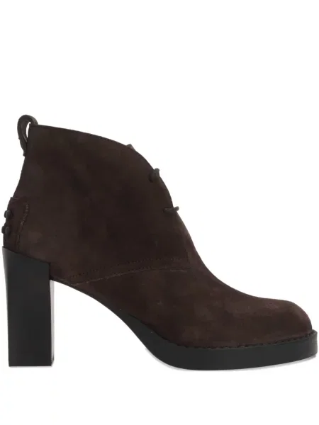 Botine Tod's cu șireturi din dantelă maro