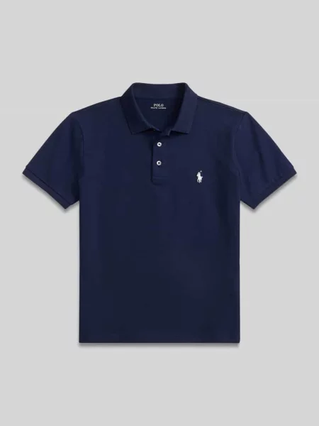 Koszulka polo o kroju slim fit z mieszanki bawełny Polo Ralph Lauren granatowa
