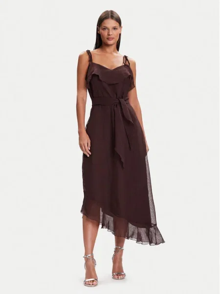 Vero Moda Коктейлна рокля Sabrina кафяв