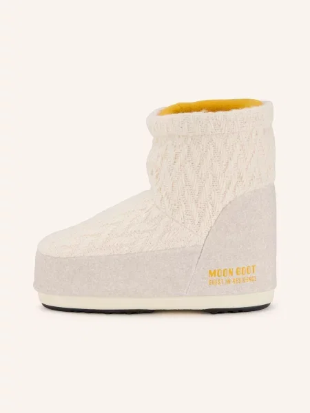 Pletené kotníkové boty Moon Boot bílé