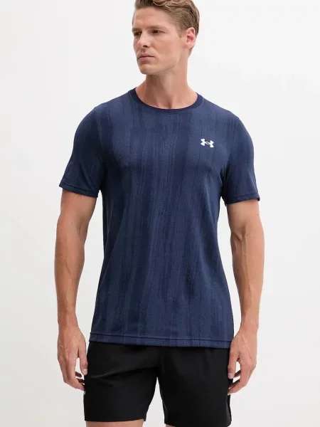 Under Armour t-shirt treningowy Vanish Seamless granatowy wzorzysty niebieska