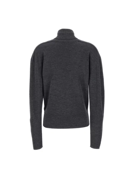 Sweter z golfem Burberry wełniany do golfa szary