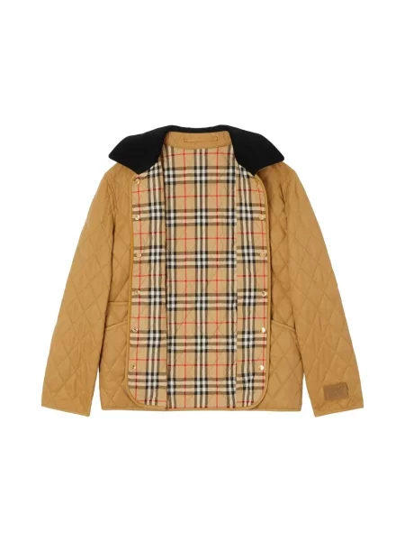 Apykaklė striukė Burberry kordinis velvetas dygsniuotas ruda