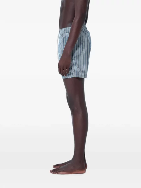 Slip de baie Moncler cu dungi cu cordon albastru