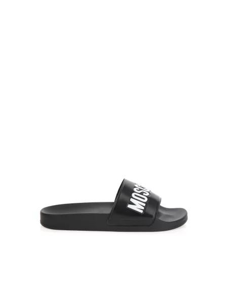 Klapki Moschino z logo czarne