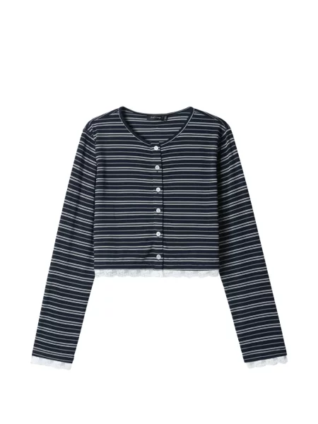 Kardigan Tout A Coup w paski koronkowy niebieski