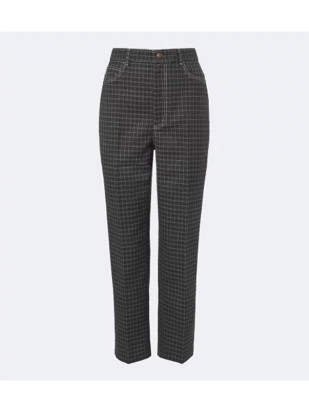 Pantaloni Acne Studios în carouri verde