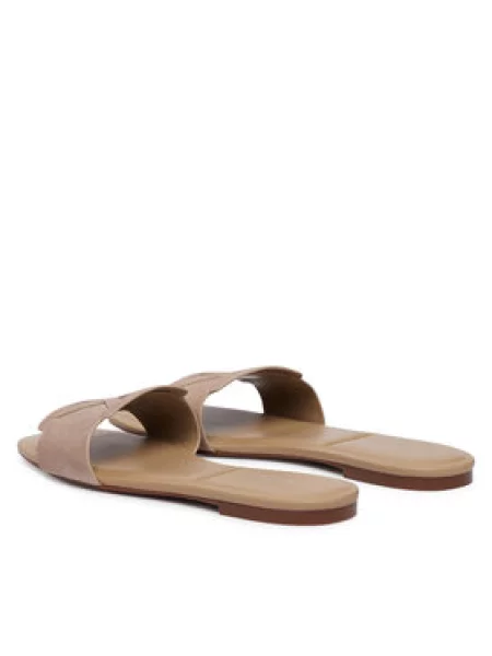 Natikače Calvin Klein Square Flat Sndl Embl Suede bež