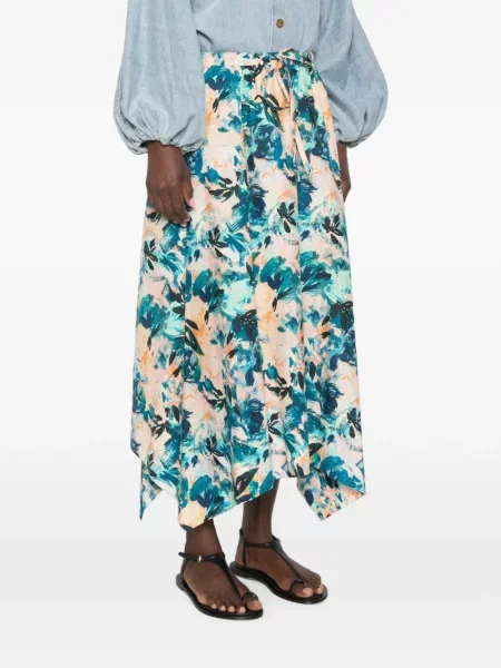 Fustă midi Ulla Johnson cu model floral cu imagine albastru