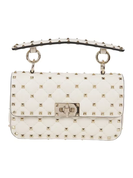 Mała torebka skórzana Valentino Garavani skórzana beżowa