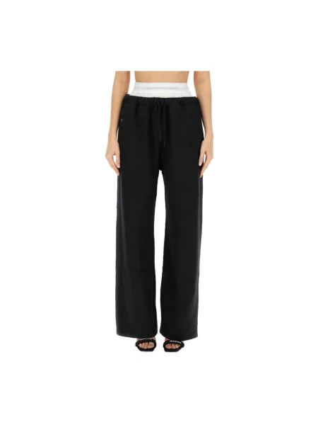 Szerokie spodnie T By Alexander Wang z autografem czarne