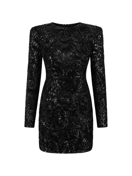 Dlouho mini šaty Philipp Plein s výšivkou černé