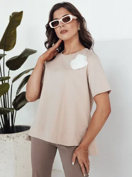 T-shirt BINDA Dstreet beżowy