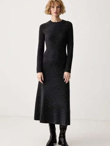 Sessun rochie tricotată cu lână YANZA gri