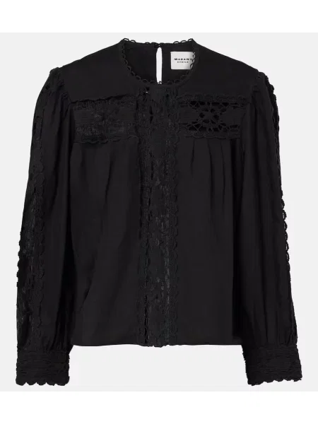 Bluză Marant Etoile cu broderie de in negru