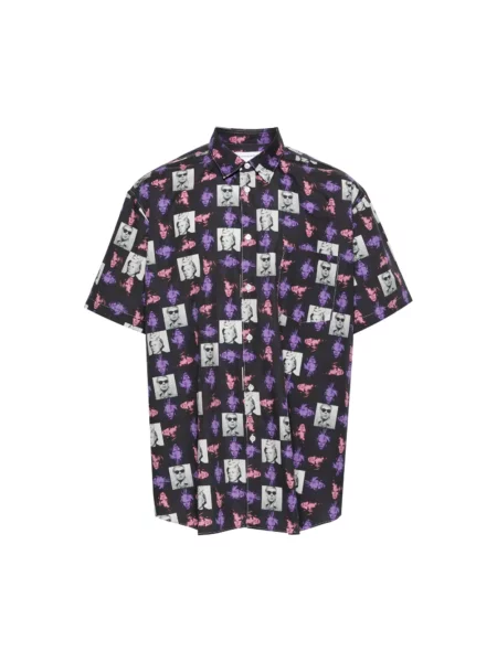 Koszula Comme Des Garcons z nadrukiem popelinowa
