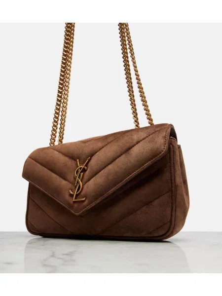Geantă Saint Laurent din piele de căprioară maro