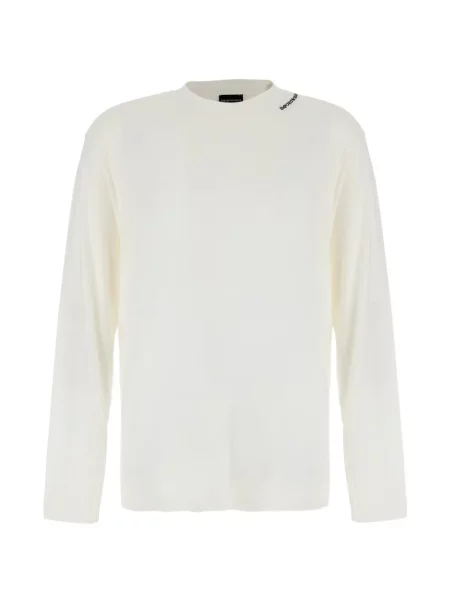 Lung tricou Emporio Armani cu broderie alb