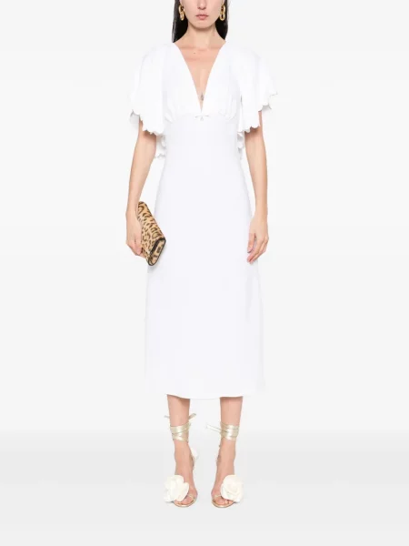 Rochie midi Elisabetta Franchi din crep până la genunchi de costum alb