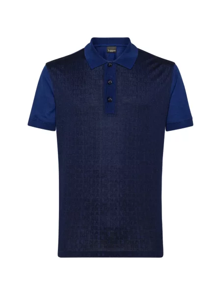 Scurt tricou polo Billionaire cu autograf albastru