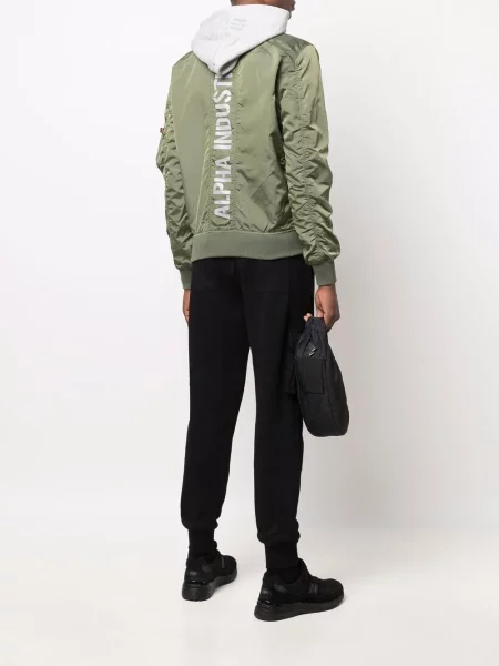 Geacă bomber Alpha Industries cu imagine verde
