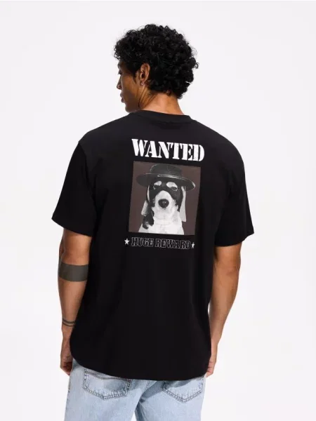Reserved Tricou comfort cu imprimeu pe spate negru