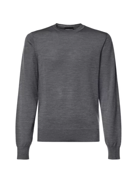 Pulover Emporio Armani cu broderie gri