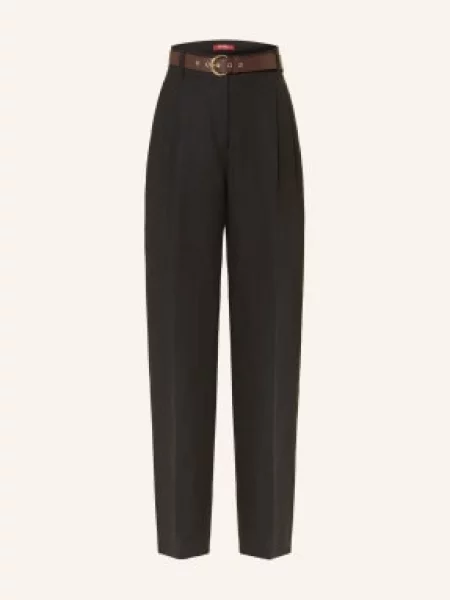 Max Mara Studio Lněné Kalhoty Sumero černá
