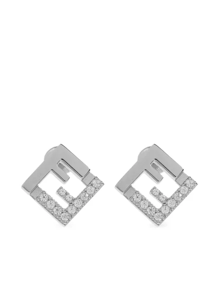 Cercei Fendi de cristal argintiu