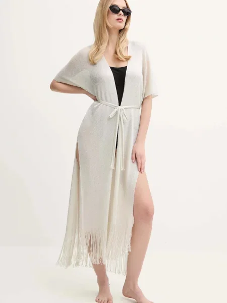 Бански Max Mara Beachwear с ресни бежово