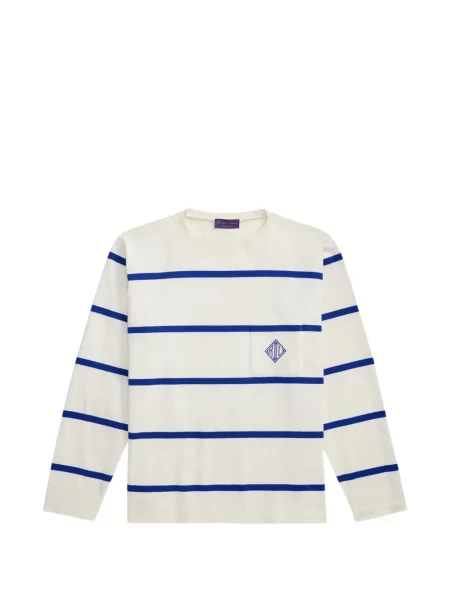 Дълго тениска Ralph Lauren Purple Label на райета бяло