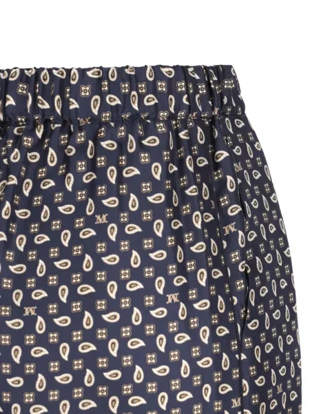 Pantaloni Max Mara cu imagine cu model paisley albastru