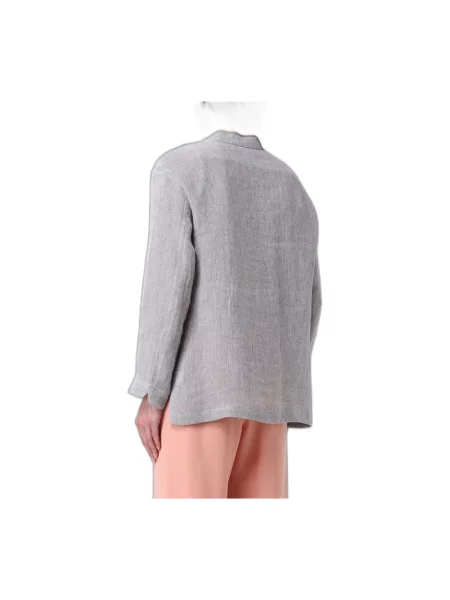 Lniana kurtka Emporio Armani szara