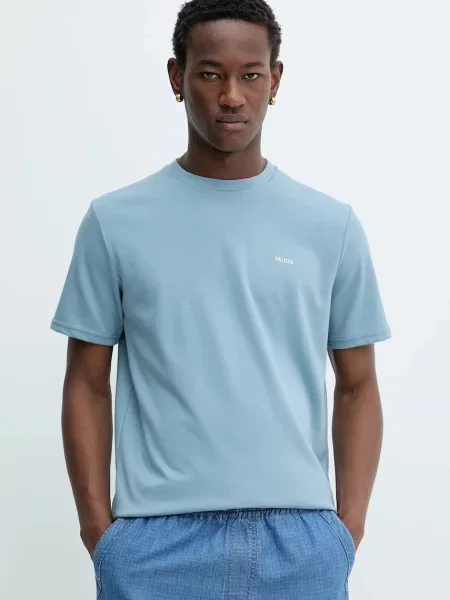 Тениска Hollister Co. с изчистен дизайн синьо