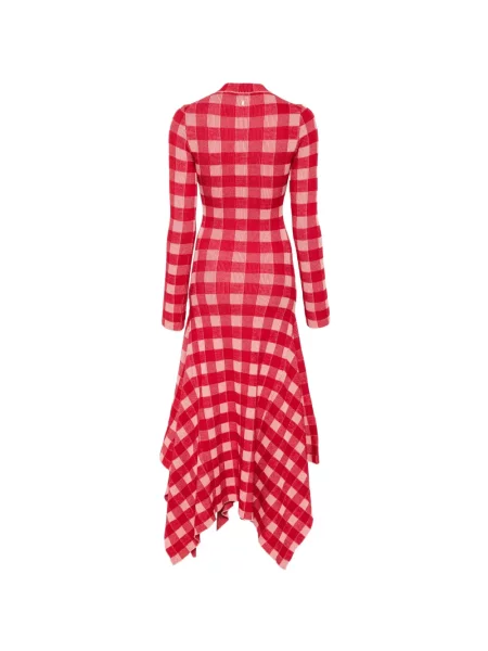 Rochie Ami Paris în carouri asimetrică roșu