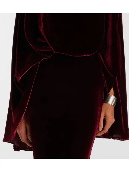 Rochie Taller Marmo de catifea drapată bordo