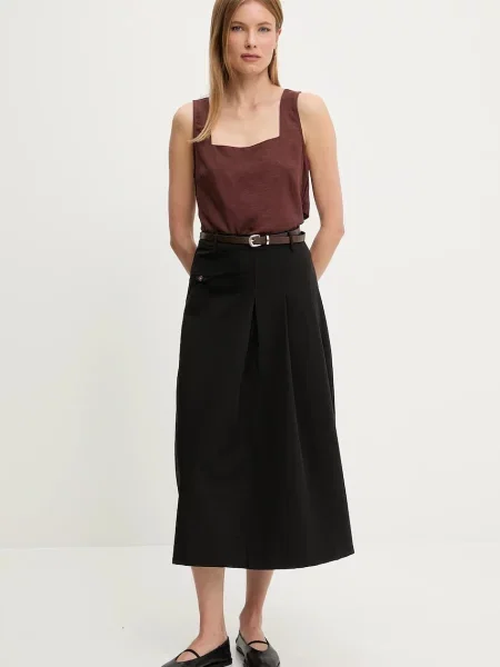 Answear Lab spódnica midi rozkloszowana czarny