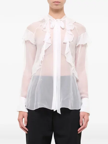 Bluză Givenchy de mătase cu volane alb