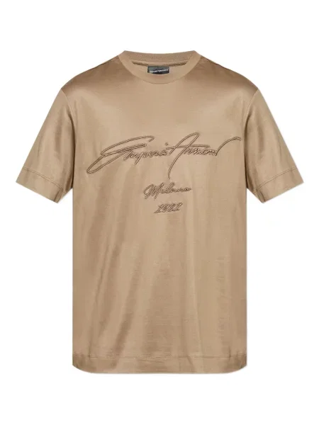 Tricou Emporio Armani din lyocell maro