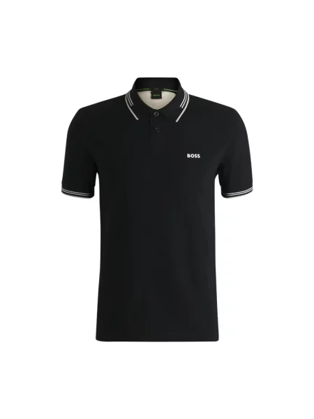 Koszulka polo Boss Green z nadrukiem z krótkim rękawem biznesowa czarna